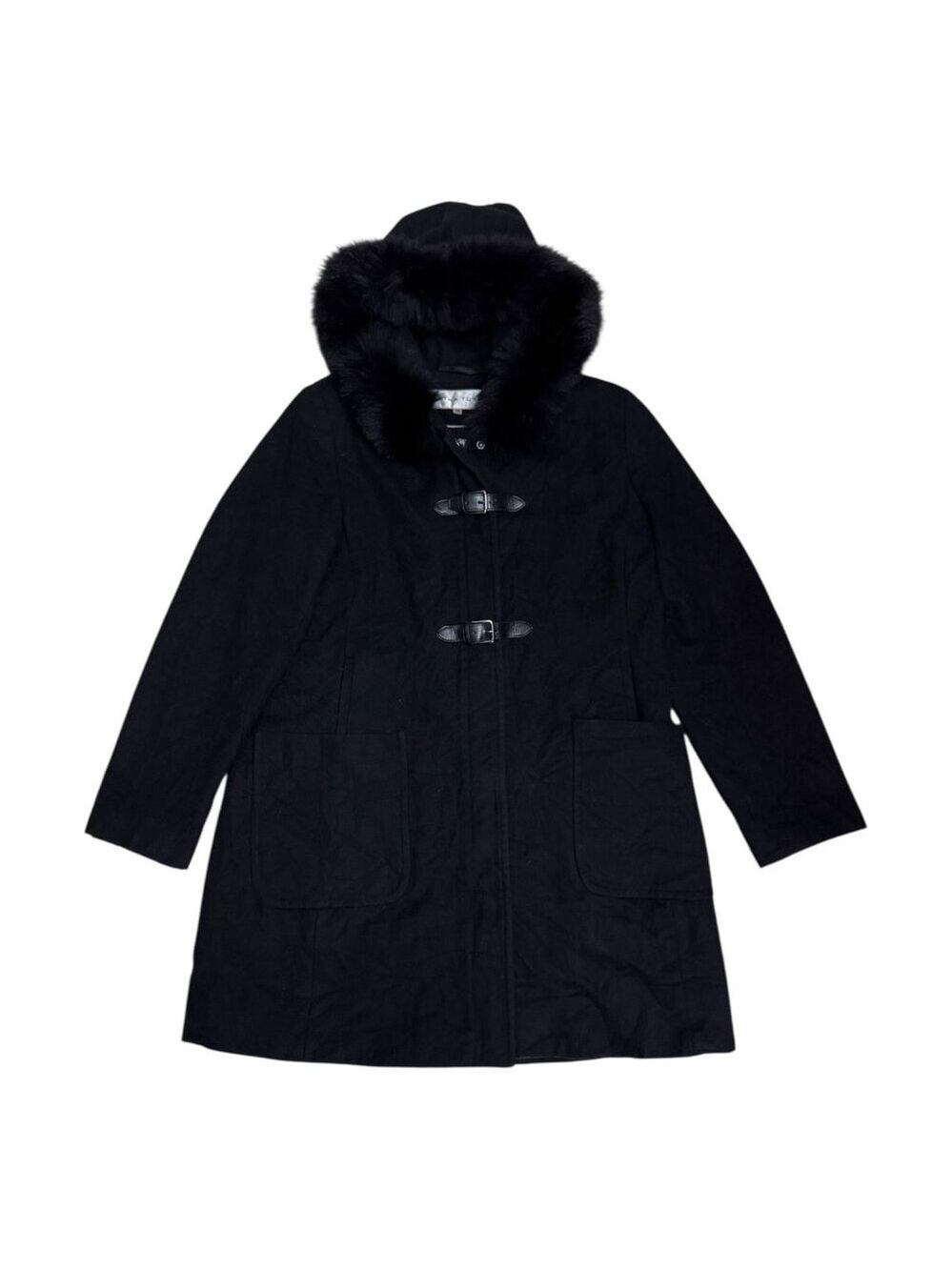 TRINA TURK Genuine FOX FUR Pea Coat& Wool Luxury Designer Vintage Womens 12